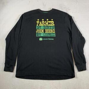 John Deere Thermal Shirt XL Farmer by Birth Long‎ Sleeve Black Crewneck Mens